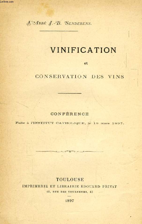 VINIFICATION ET CONSERVATION DES VINS (CONFERENCE)
