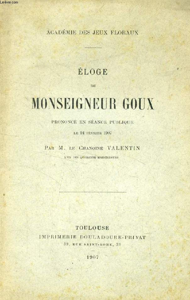 ELOGE DE MONSEIGNEUR GOUX