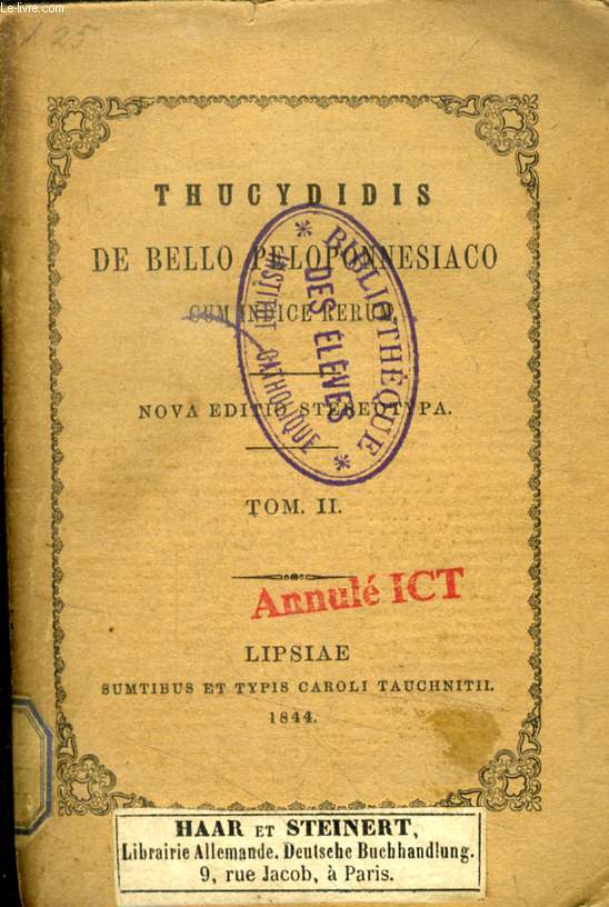 THUCYDIDIS DE BELLO PELOPONNESIACO, LIBRI OCTO, TOMUS II