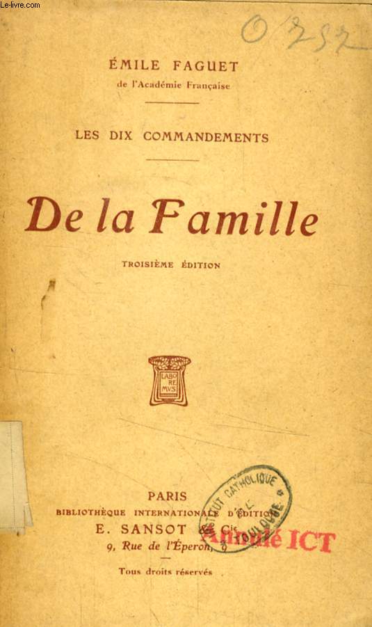 DE LA FAMILLE (LES DIX COMMANDEMENTS)