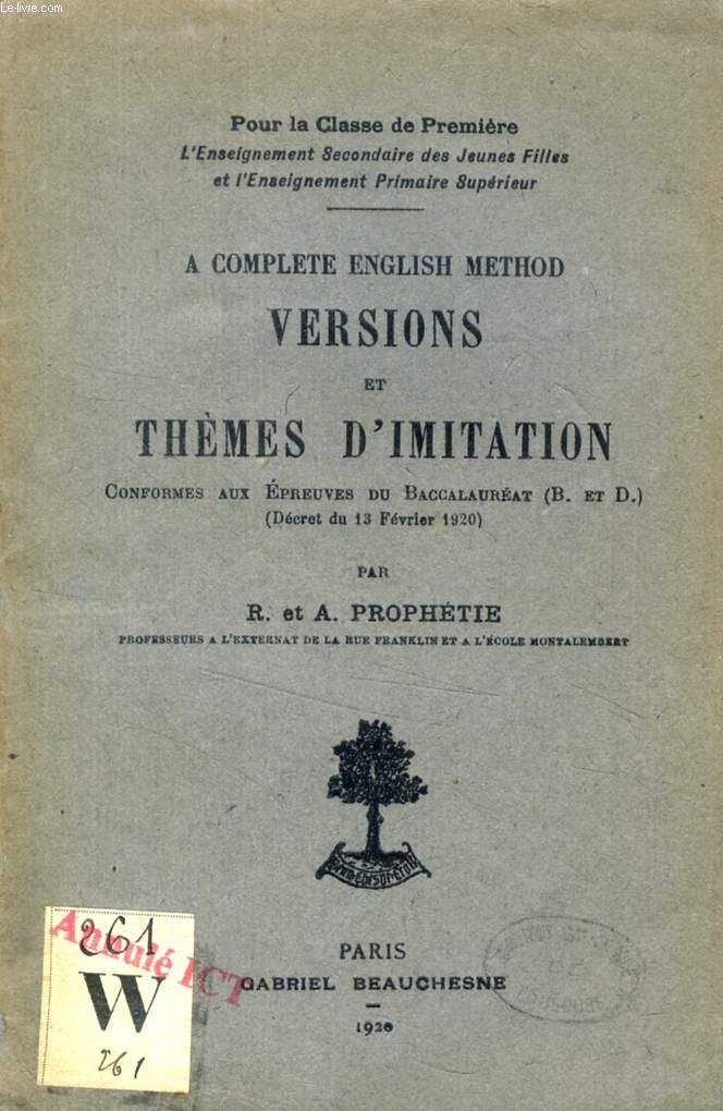 A COMPLETE ENGLISH METHOD, VERSIONS ET THEMES D'IMITATION