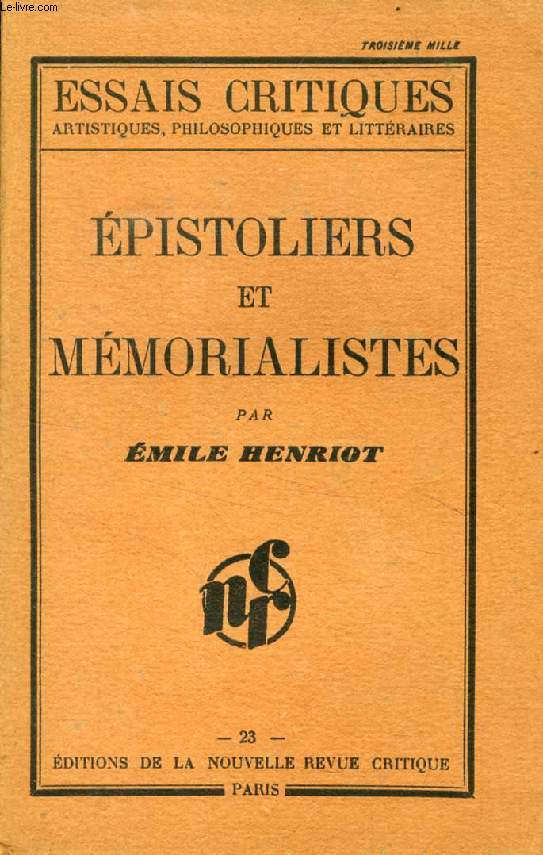 EPISTOLIERS ET MEMORALISTES