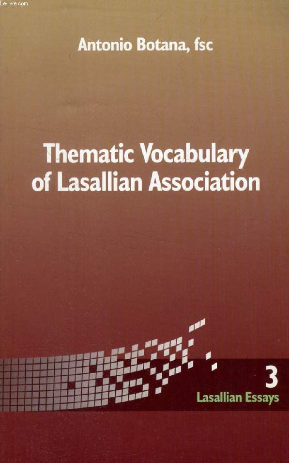 THEMATIC VOCABULARY OF LASALLIAN ASSOCIATION