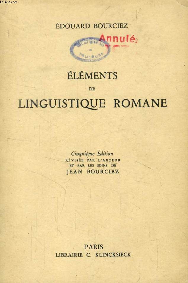 ELEMENTS DE LINGUISTIQUE ROMANE