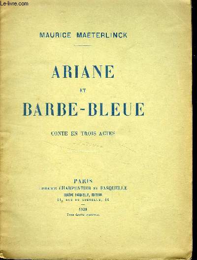 ARIANE ET BARBE BLEUE - CONTE EN TROIS ACTES