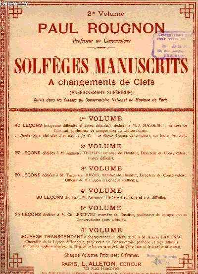 SOLFEGES MANUSCRITS A CHANGEMENTS DE CLEFS