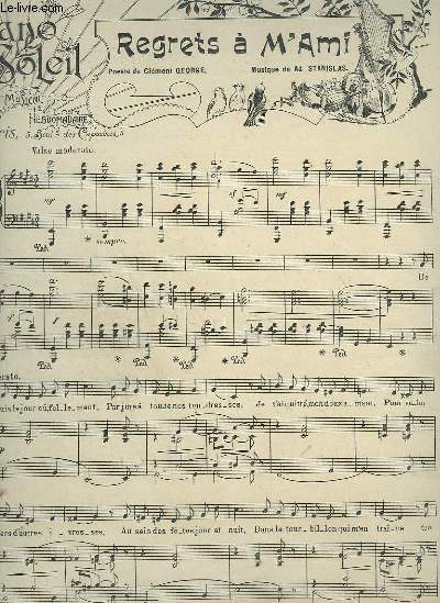 PIANO SOLEIL - N21 DU 24 NOVEMBRE 1901 : REGRETS A M'AMI + VALSETTE EN MI BEMOL.