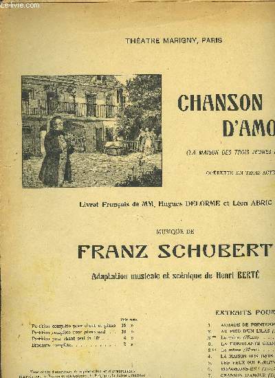CHANSON D'AMOUR/N10 bis SERENADE pour chant et piano
