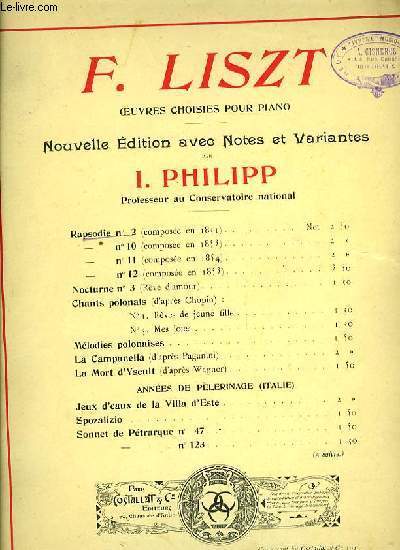 OEUVRES CHOISIES POUR PIANO nouvelle dition avec notes et variantes par I.Phillipp