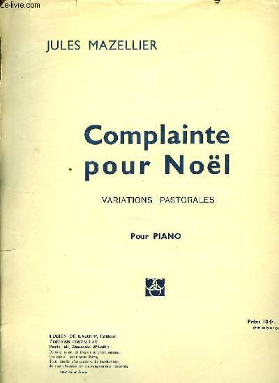COMPLAINTE POUR NOEL pour piano