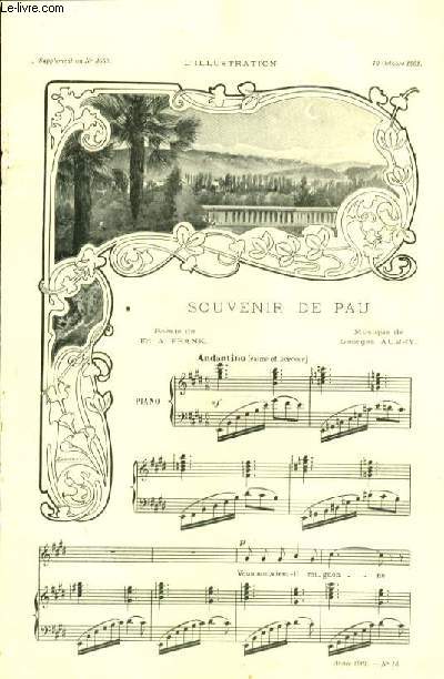 SOUVENIR DE PAU pour piano SUPPLEMENT AU N3059 DE L'ILLUSTRATION DU 12 OCTOBRE 1901