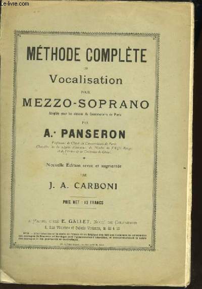 METHODE COMPLETE DE VOCALISATION POUR MEZZO-SOPRANO
