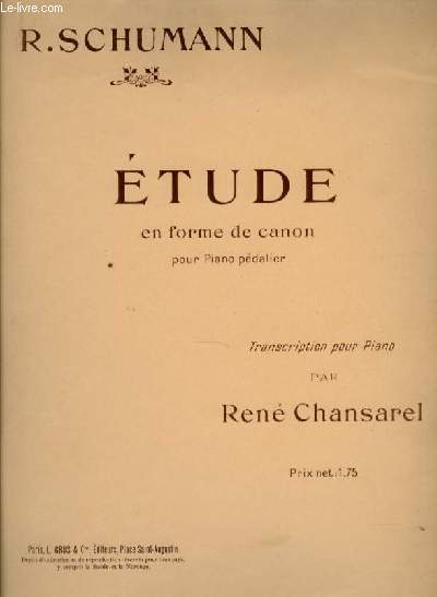 ETUDE EN FORME DE CANON pour piano pdalier