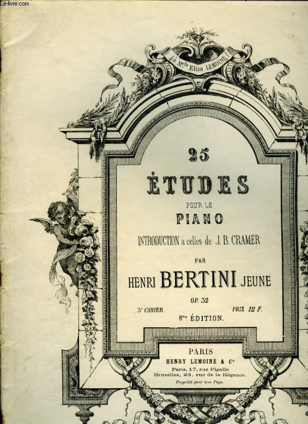 25 ETUDES POUR LE PIANO INTRODUCTION A CELLES DE J.B CRAMER 3EME CAHIER