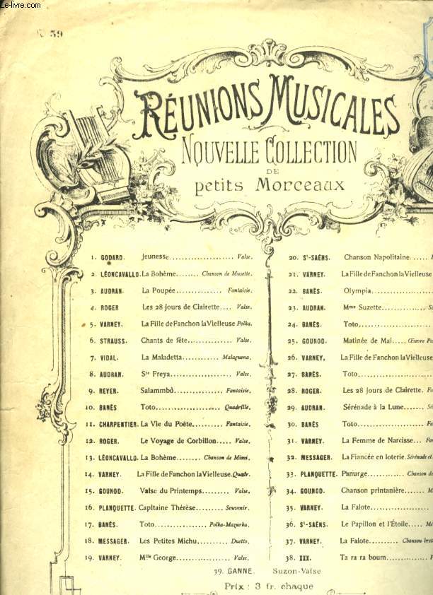 REUNIONS MUSICALES NOUVELLE COLLECTION N39 LES SALTIMBANQUES SUZON VALSE