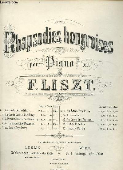 RHAPSODIES HONGROISES POUR PIANO. N13.