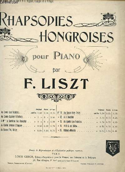 RHAPSODIES HONGROISES POUR PIANO N11.