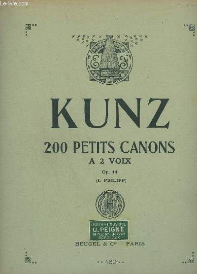 200 PETITS CANONS A 2 VOIX - OP. 14.