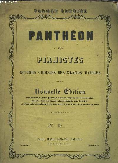 PANTHEON DES PIANISTES - OEUVRES CHOISIES DES GRANDS MAITRES - N 69 - POUR VIOLON.