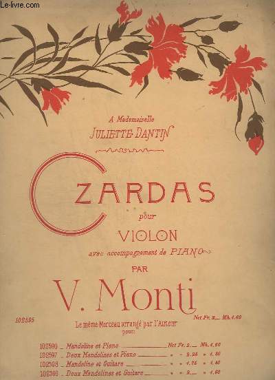 CZARDAS POUR VIOLON - AVEC ACCOMPAGNEMENT DE PIANO.