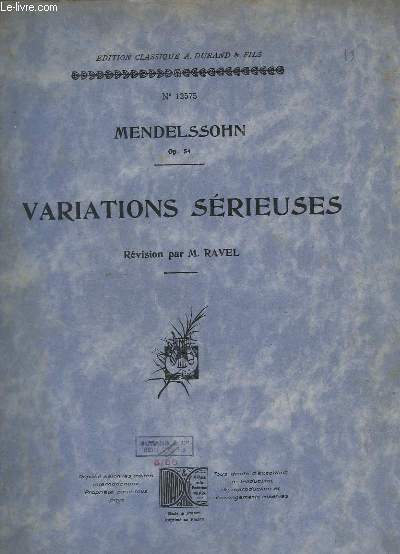 VARIATIONS SERIEUSES - OP.54 - N12575.