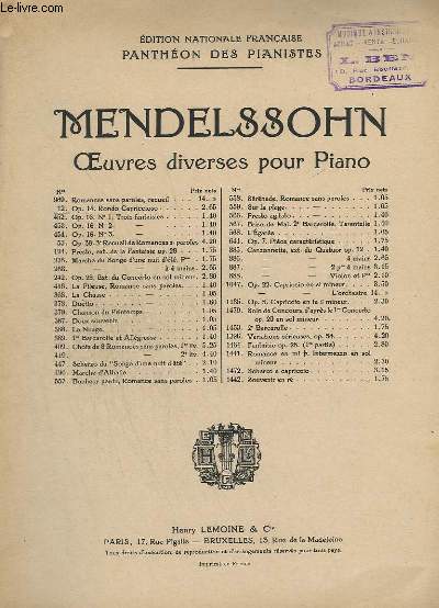 OEUVRES DIVERSES POUR PIANO - N12 : RONDO CAPRICCIOSO OP.14.