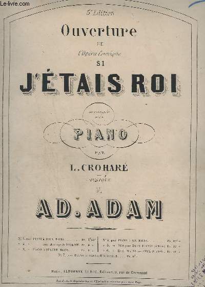 SI J'ETAIS ROI - POUR PIANO A 4 MAINS.