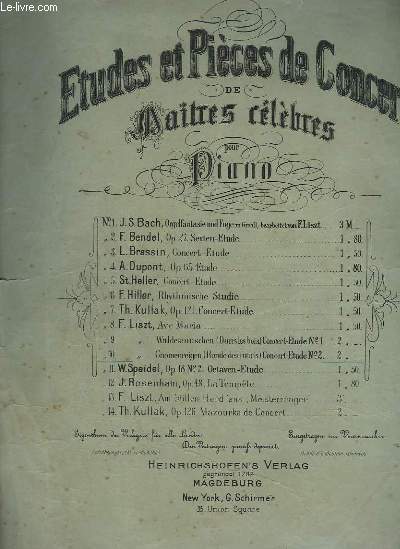 ETUDES ET PIECES DE CONCERT DE MAITRES CELEBRES POUR PIANO - N10 : GNOMENREIGEN / RONDE DES LUTINS - CONCERT-ETUDE N2.