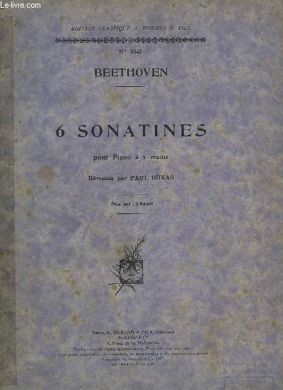 6 SONATINES - POUR PIANO A 2 MAINS.