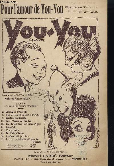 YOU - YOU N11 - OPERETTE EN 3 ACTES - POUR L'AMOUR DE YOU YOU.