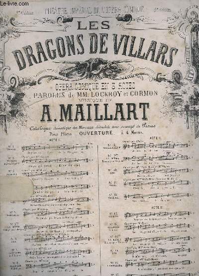 LES DRAGONS DE VILLARS - N15 : AIR POUR PIANO - 2 EDITION.