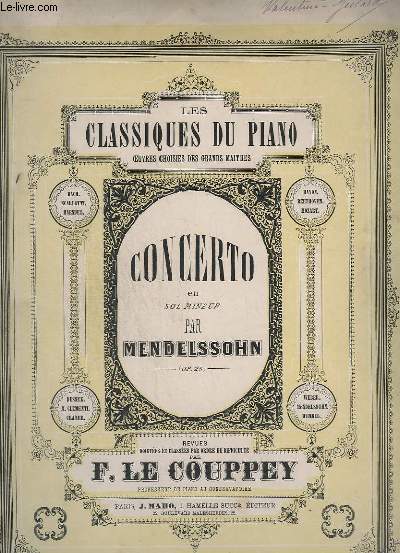 CONCERTO EN SOL MINEUR - FRAMENT ARRANGE POUR PIANO SEUL PAR F. LE COUPPEY - OP.25.