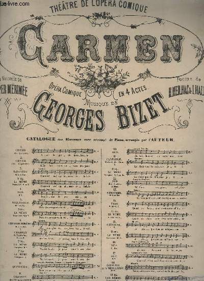 CARMEN - N15 : AIR POUR CHANT + PIANO - OPERA COMIQUE EN 4 ACTES DE GEORGES BIZET.