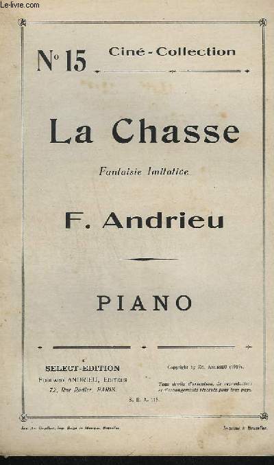 LA CHASSE - FANTAISIE N15 : PIANO + 1 VIOLON.