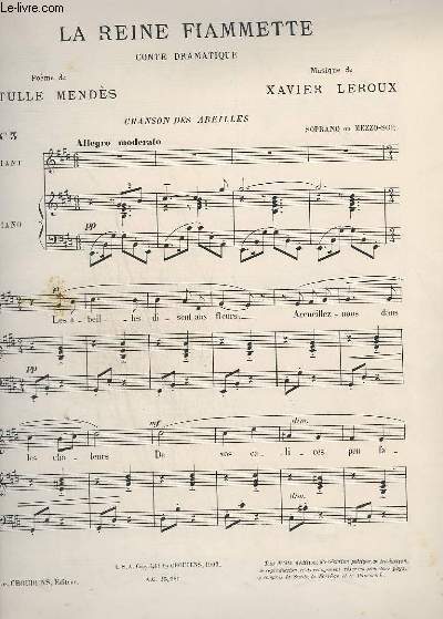 LA REINE FIAMETTE - N3 : CHANSON DES ABEILLES - PIANO + CHANT.