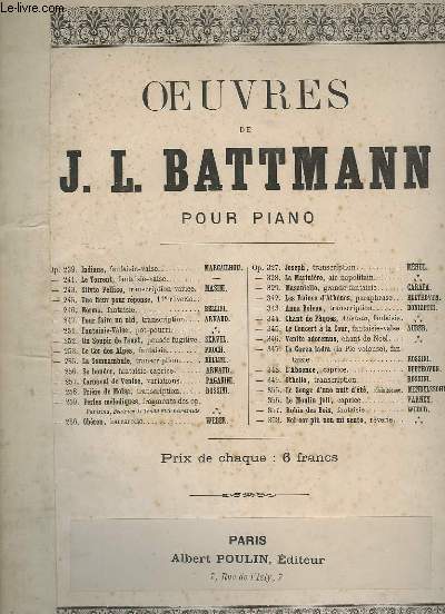 OEUVRES DE BATTMANN J.L. POUR PIANO - OP.257 : LE CARNAVAL DE VENISE.