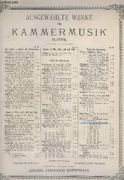 AUSGEWAHLTE WERKE FUR KAMMERMUSIK - CLAVIER : SYMPHONIEN N1 - C, MIT DER FUGE - OP.38.