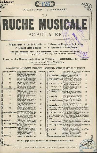 LA RUCHE MUSICALE POPULAIRE - N126 : MIGNON - BERCEUSE.