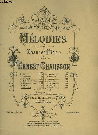 MELODIES POUR CHANT ET PIANO - N7 : LE COLIBRI - SOPRANO OU TENOR.