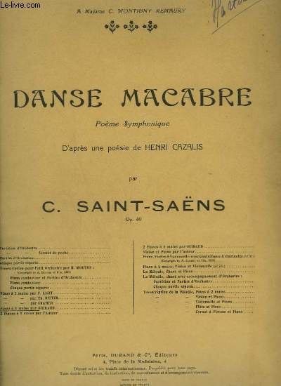 DANSE MACABRE - POUR PIANO A 4 MAINS.
