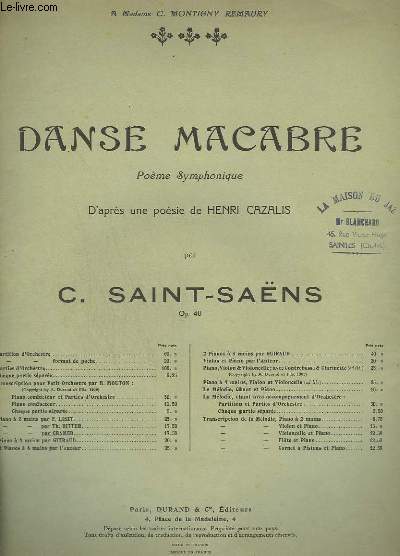 DANSE MACABRE - OP.40 - POUR PIANO.