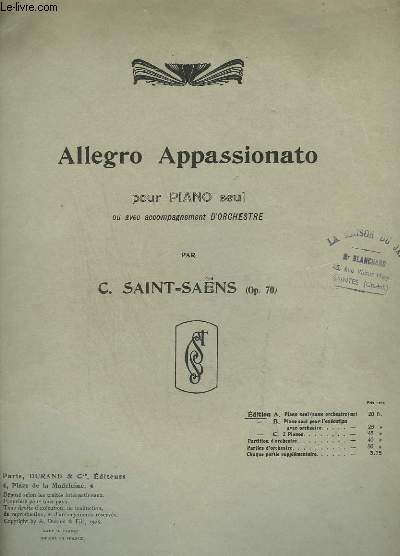 ALLEGRO APPASSIONATO - POUR PIANO SEUL - OP.70.
