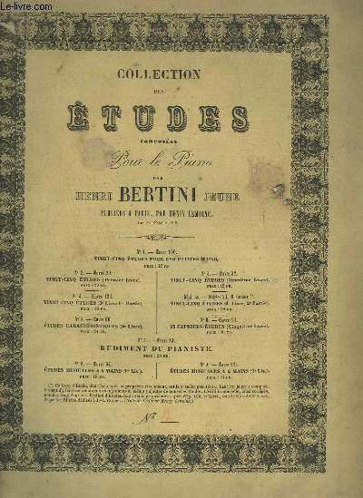 COLLECTION DES ETUDES COMPOSEES POUR LE PIANO - 1 LIVRE : 25 ETUDES OP.29.