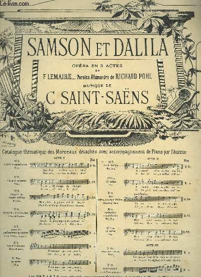 SAMSON ET DALILA - OPERA N6 EN 3 ACTES POUR PIANO ET CHANT - PAROLES FRANCAISES ET ALLEMANDES.