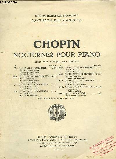 TROIS NOCTURNES POUR PIANO - OP.15.