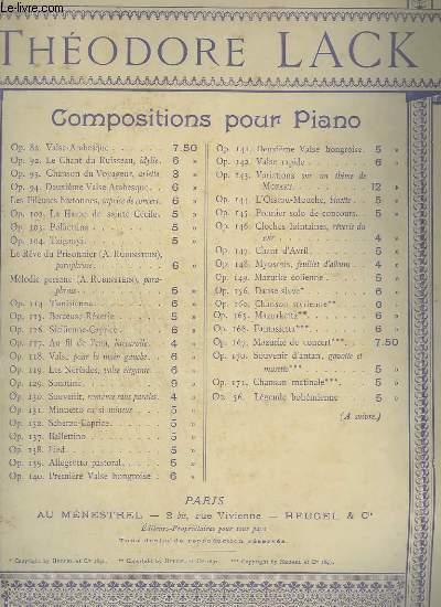 VALSE ARABESQUE - PIANO - OP.82.