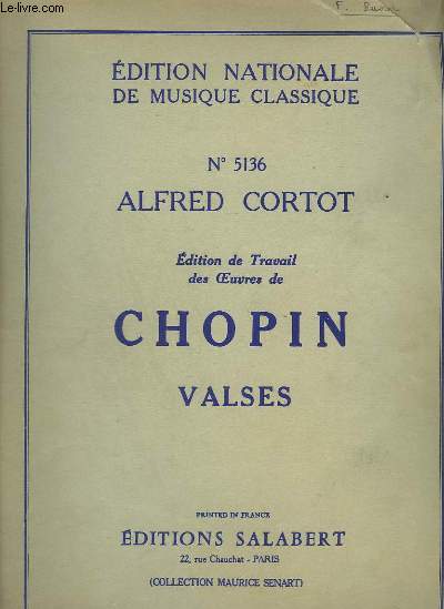 EDITION DE TRAVAIL DES OEUVRES DE CHOPIN VALSES - PIANO.