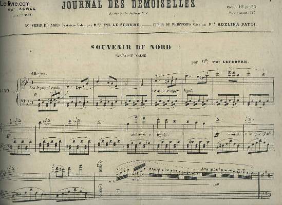 JOURNAL DES DEMOISELLES - 34 ANNEE DE JUILLET 1866 : SOUVENIR DU NORD - FANTAISIE VALSE POUR PIANO.