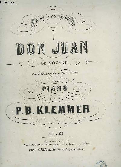 DON JUAN DE MOZART - POUR PIANO.