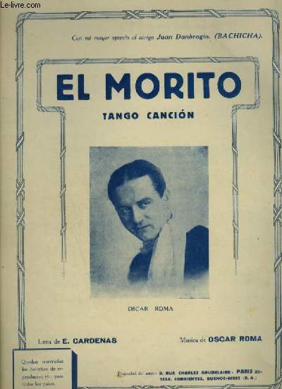 EL MORITO - TANGO POUR PIANO ET CHANT.